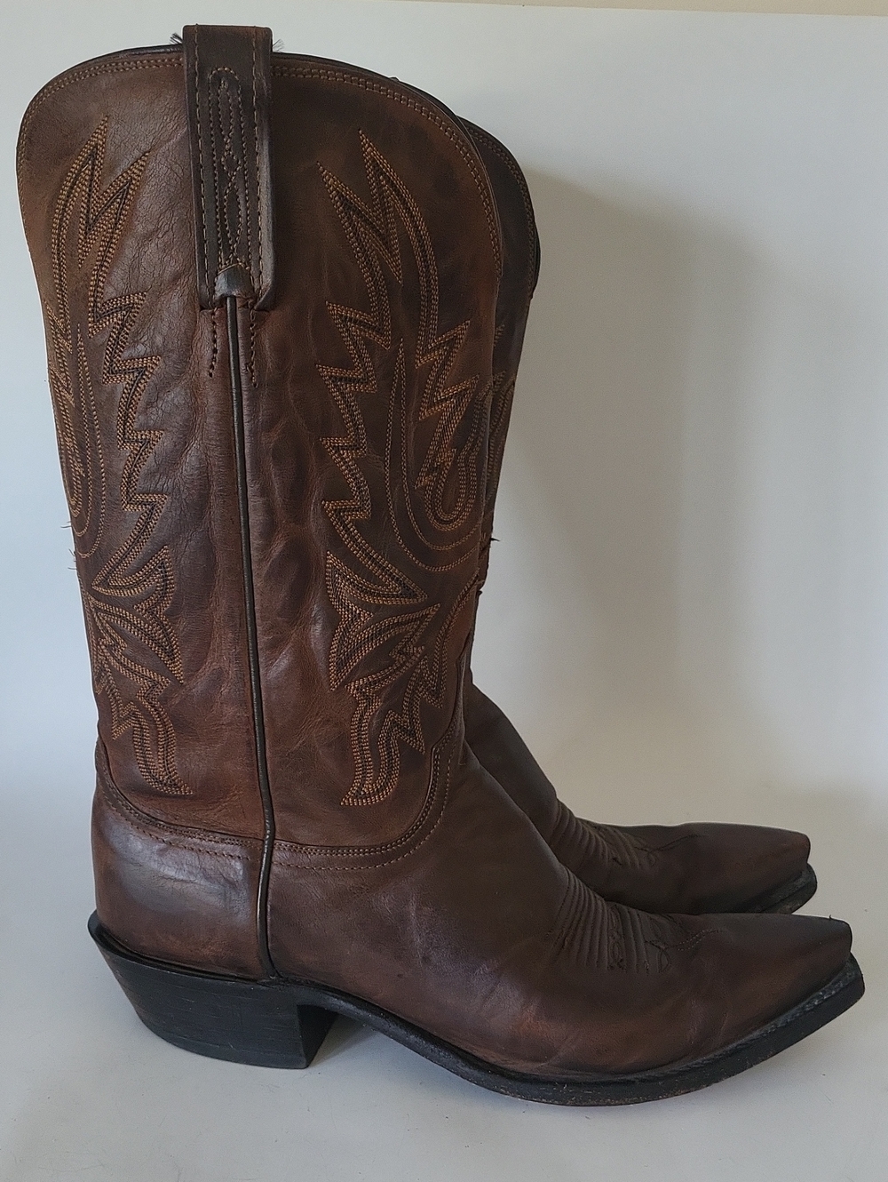 Lucchese Corbin Chocolate Mad Dog Goat Leather Cowboy Boots Size 11